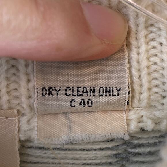 VTG Liz Claiborne Cream/Gray Print Wool Blend Mock Neck Tunic Sweater Size Small - Picture 7 of 11